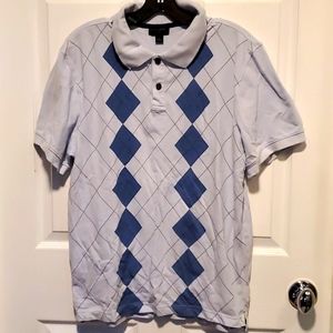 Banana Republic Men's Blue Argyle Polo Shirt - Size Large